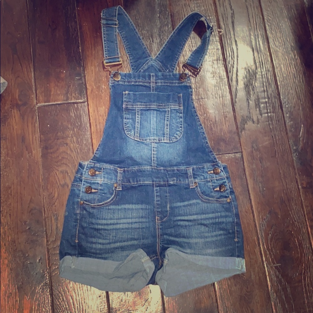 Denim short overalls